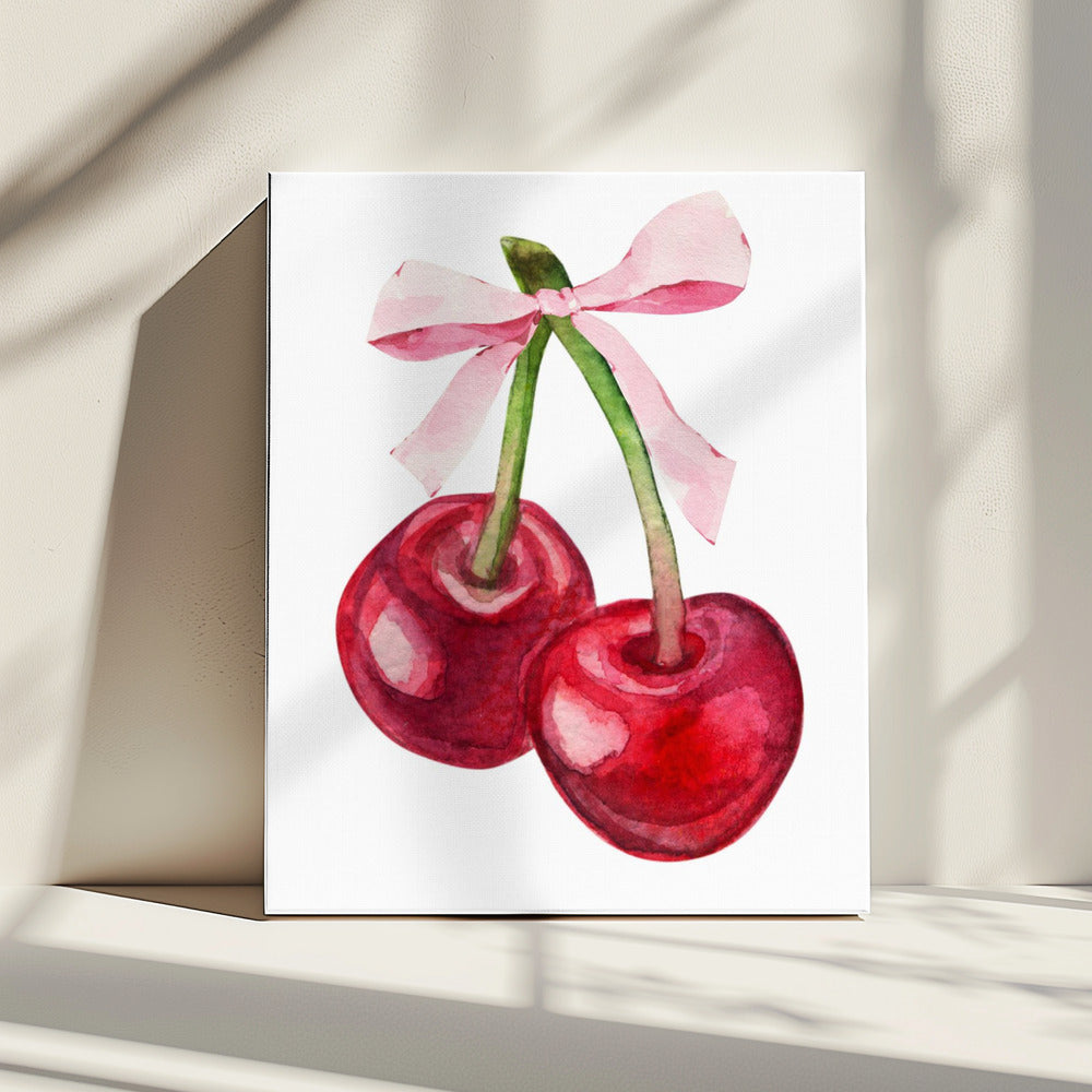 Rote Kirschrosa Schleife | Leinwand