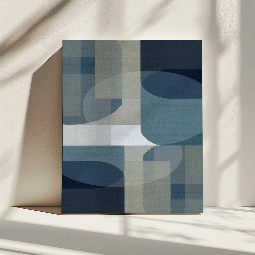 Gewebte blaue Schichten 5 | Leinwand