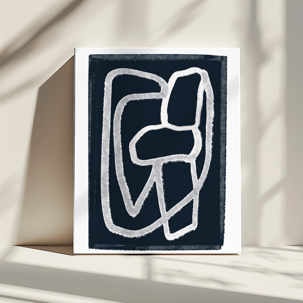 Marineblaue abstrakte Linien | Leinwand