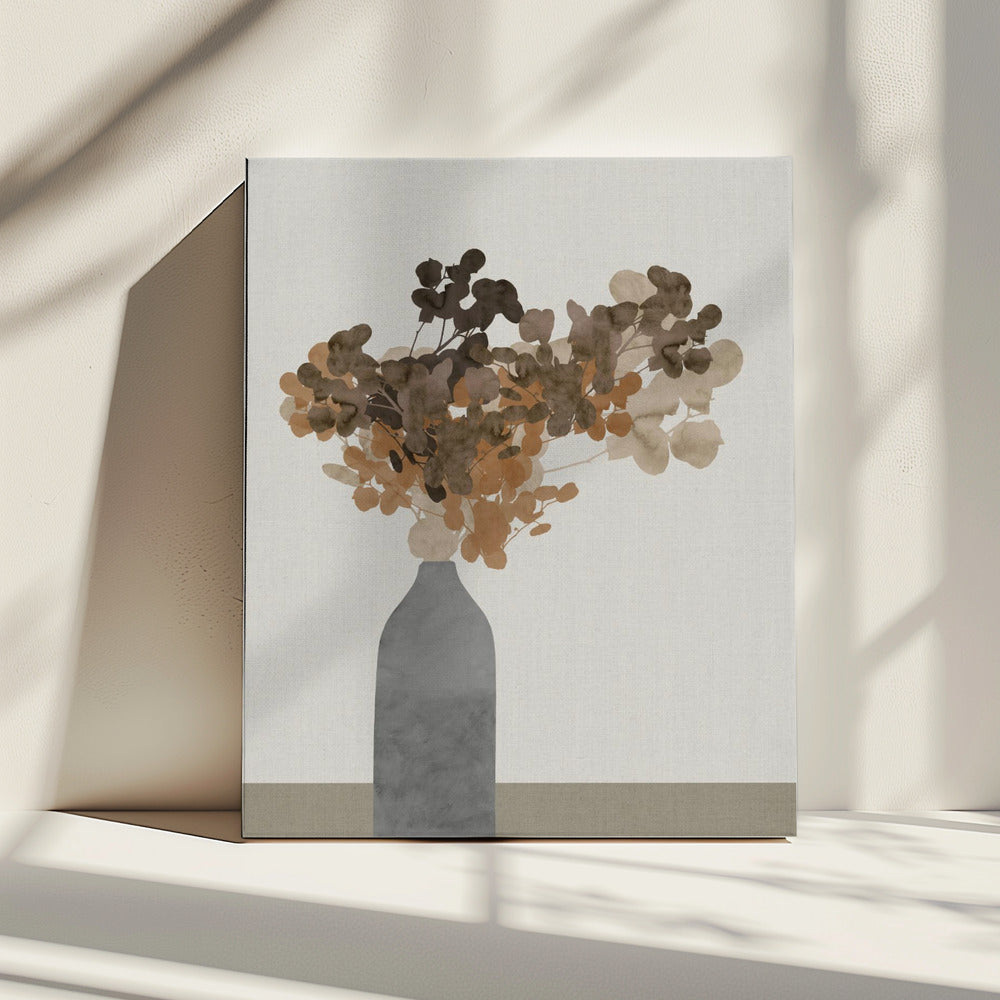 Rostbraune Trockenblumen in Vase auf Tisch 2 | Leinwand