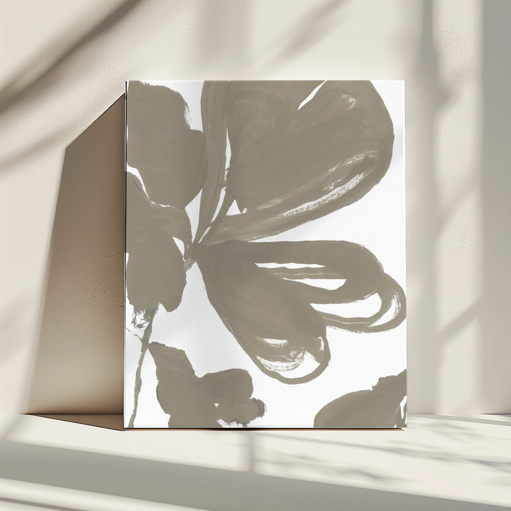 Riesiges Taupe-Blumenmuster 1 | Leinwand