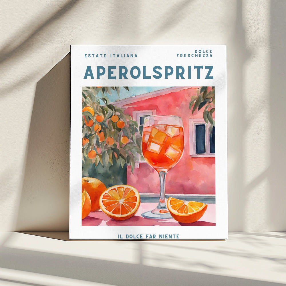Aperol Spritz, Aquarell, Fresh | Leinwand