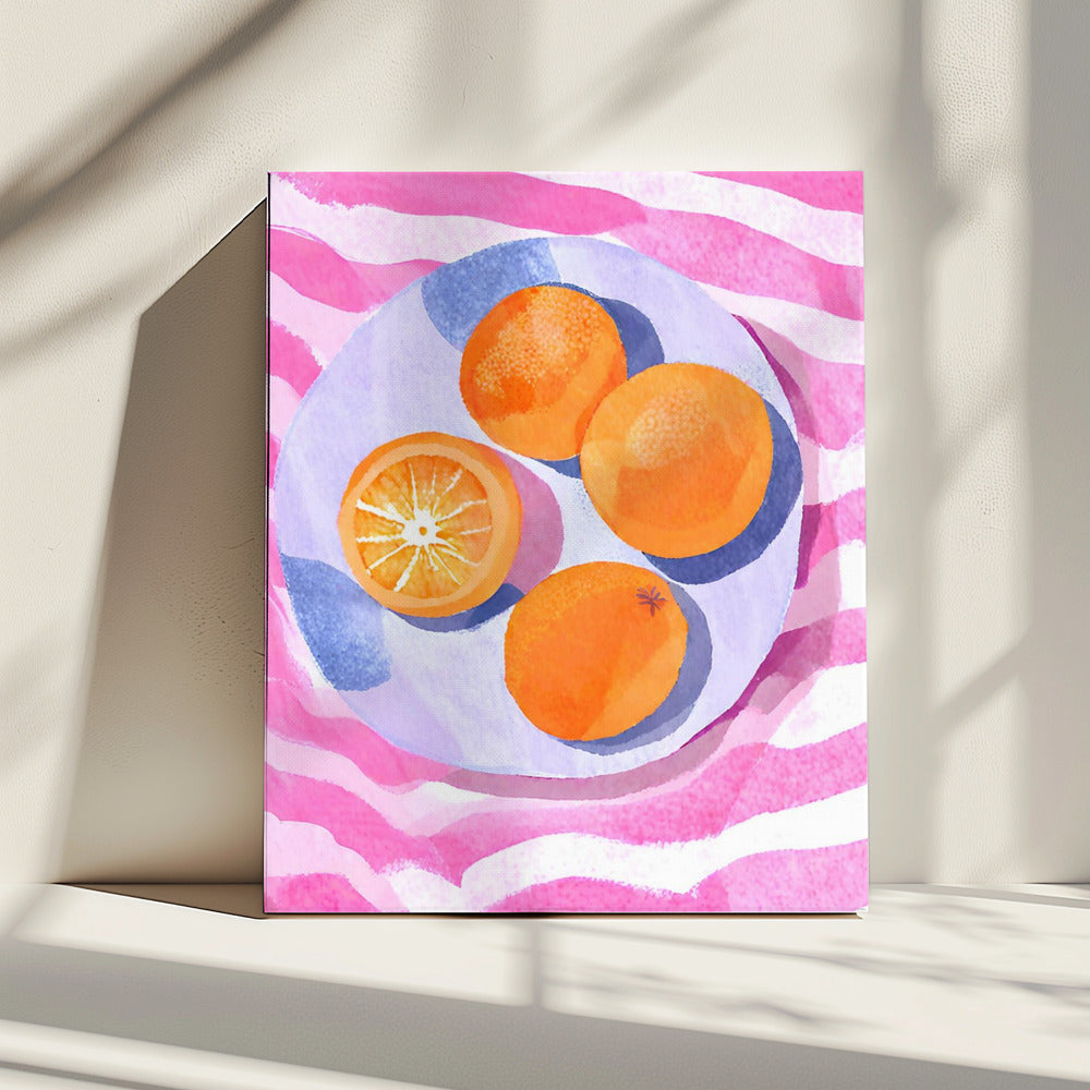 Orangen auf Teller | Leinwand