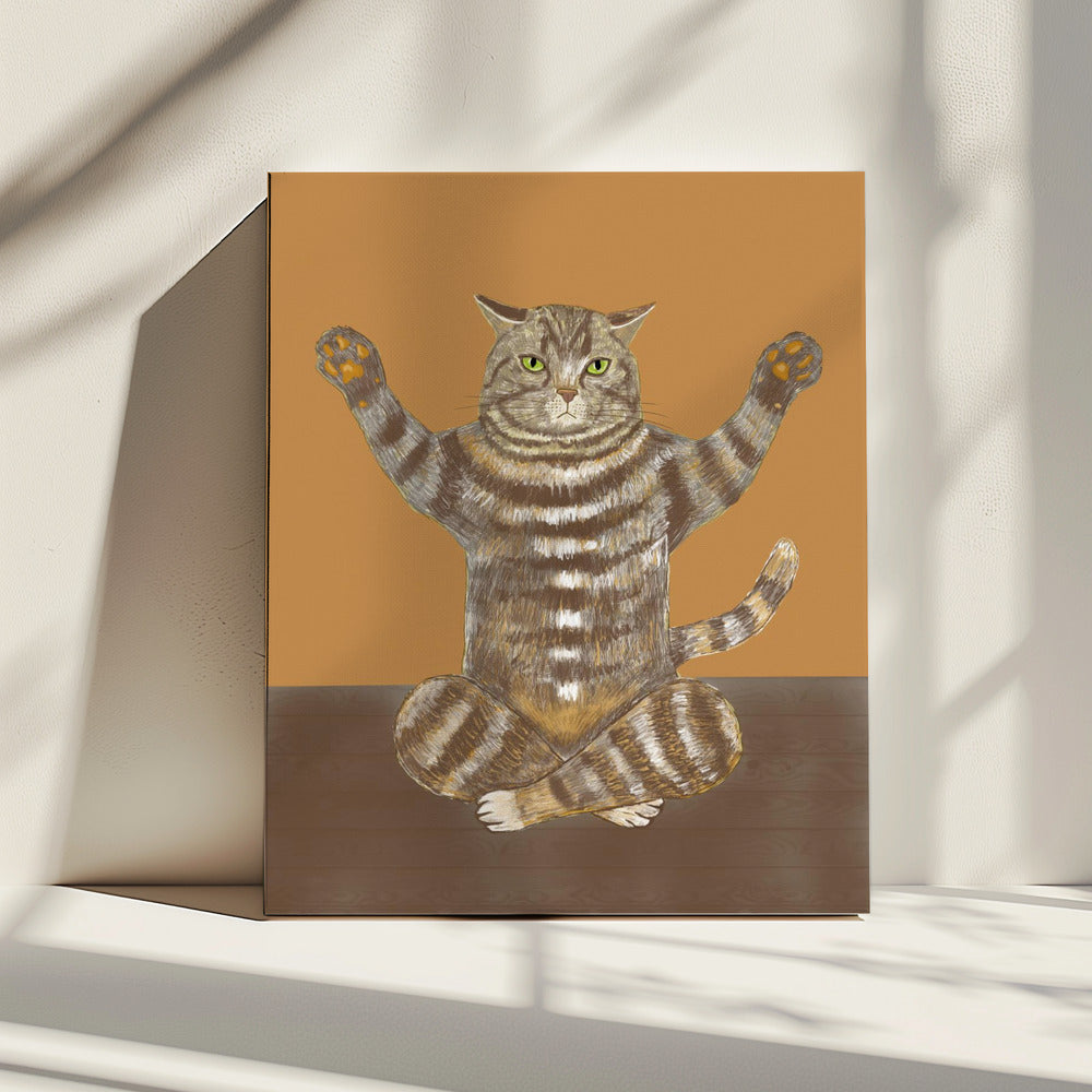 Yoga Katze Tan Hintergrund | Leinwand