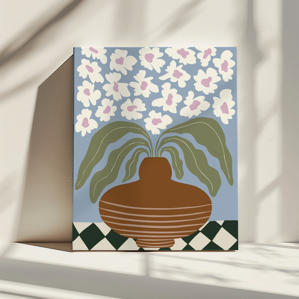 Retro Ton und Blume | Leinwand