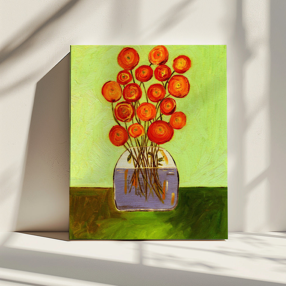 Mohnblumen in Vase Helle Version | Leinwand