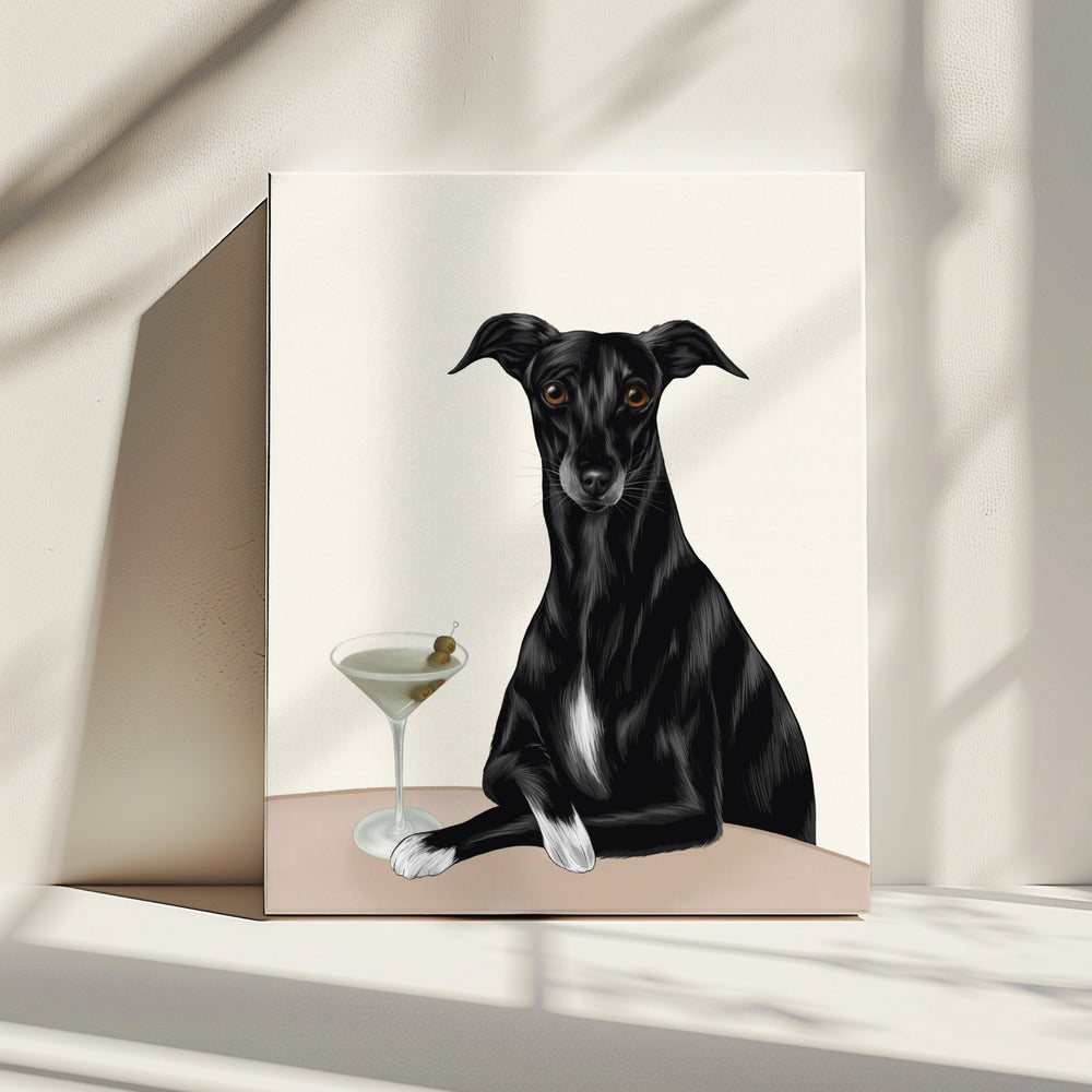Edler Windhund mit Martini | Leinwand