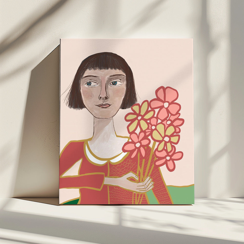 Frau mit Blumen | Leinwand