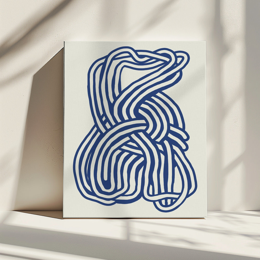 Line Art organische Form in Blau 02 | Leinwand