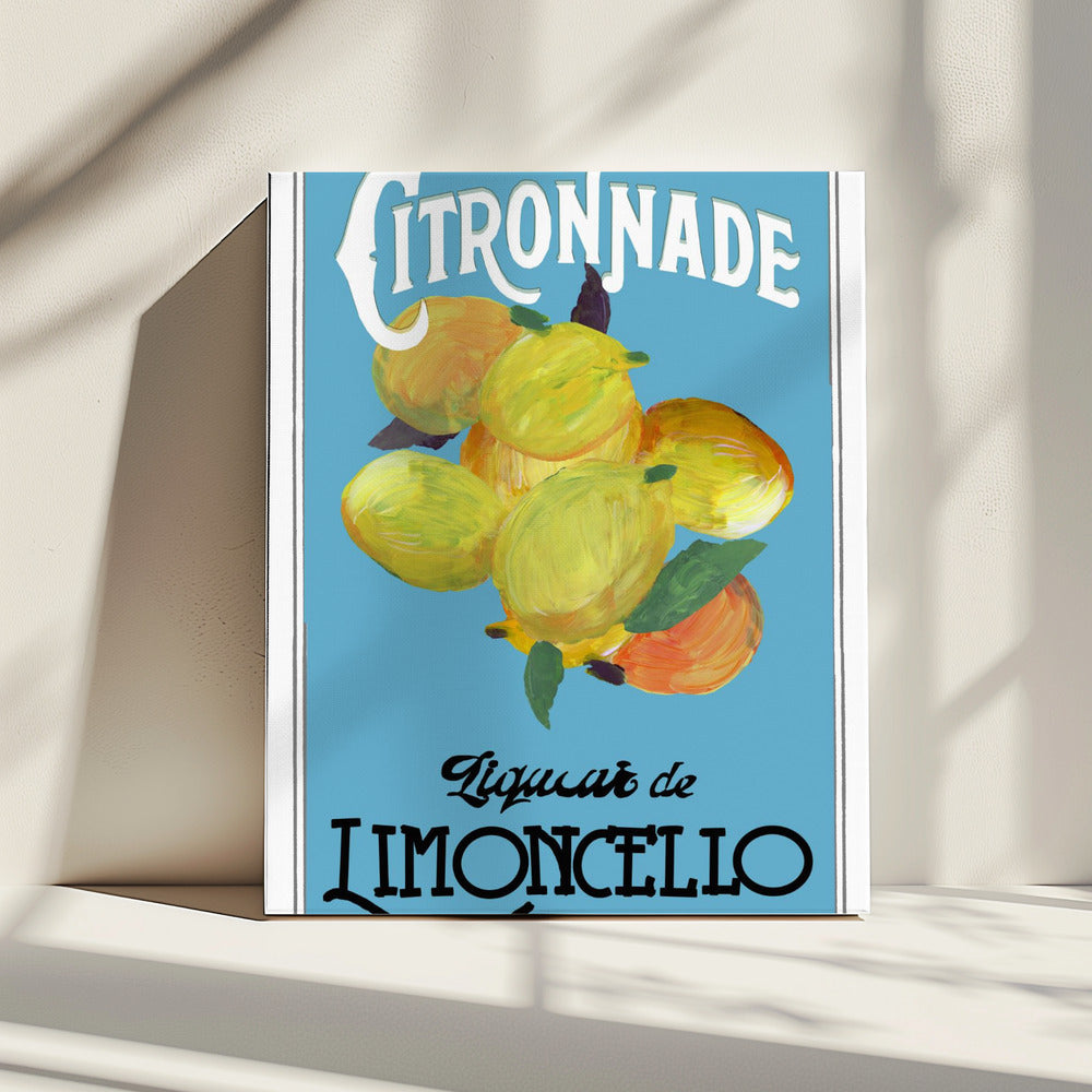 Citronnade Limoncello auf Blau und Schwarz | Leinwand