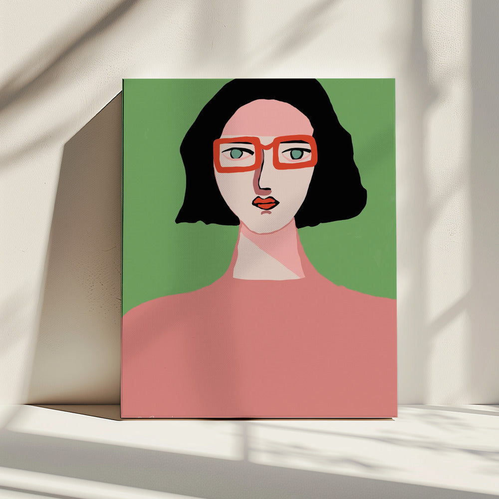 Dame mit roter Brille | Leinwand