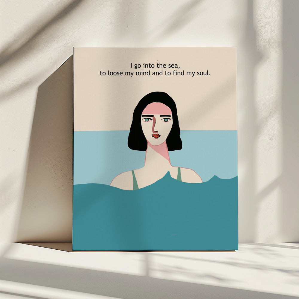 Ozean SCHWIMMER MIT TEXT | Leinwand