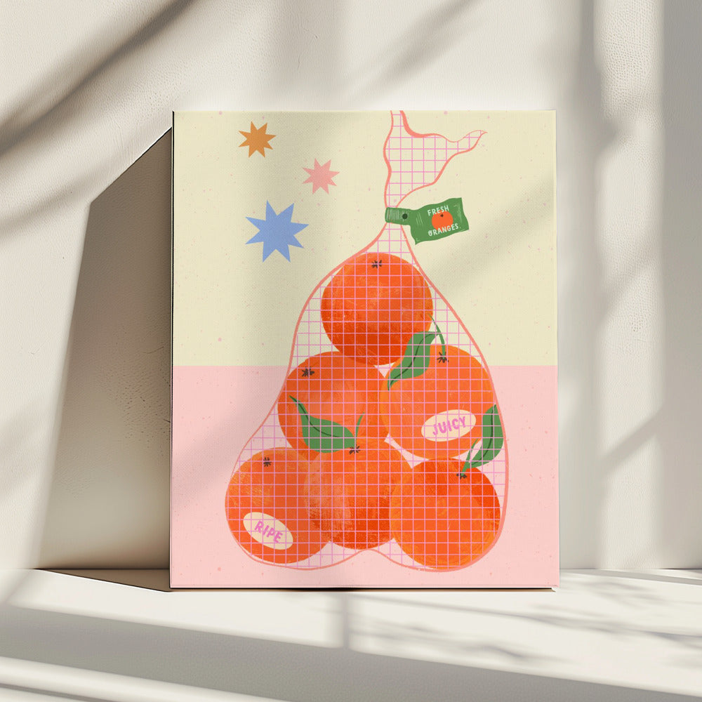 Frische und reife Orangen | Leinwand