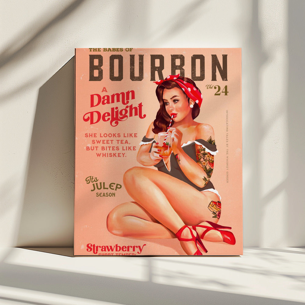 Bourbon Babes Vol 22 Vintage Pinup Girl trinkt einen Cocktail | Leinwand