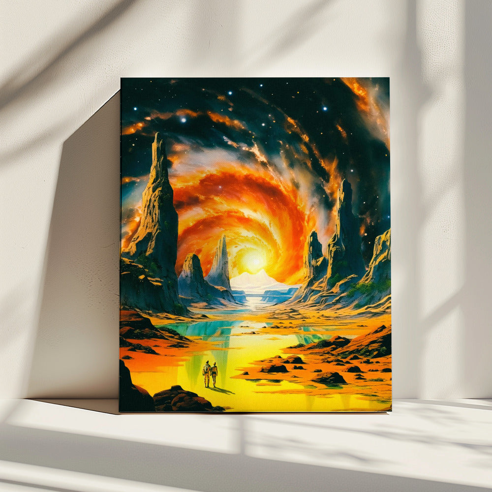 Romantischer Weltraumspaziergang | Leinwand