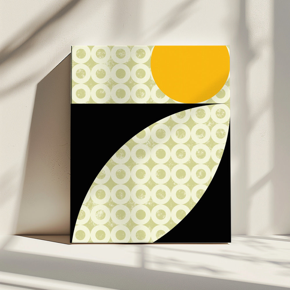 Geometrische Formen mit einem kräftigen gelben Kreis | Leinwand