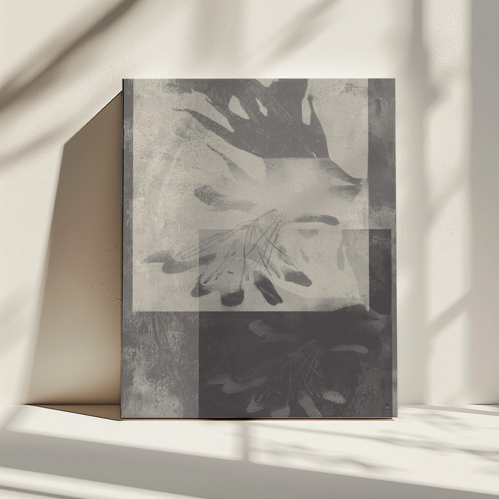 Whispering Leaves – Abstraktes Muster in Taupe und Weiß | Leinwand