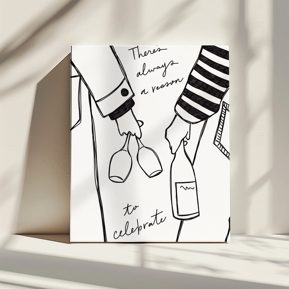 Woman holding wine bottle and wine glass (Black & White) - Wine Vin Femme Noir et Blanc | Canvas