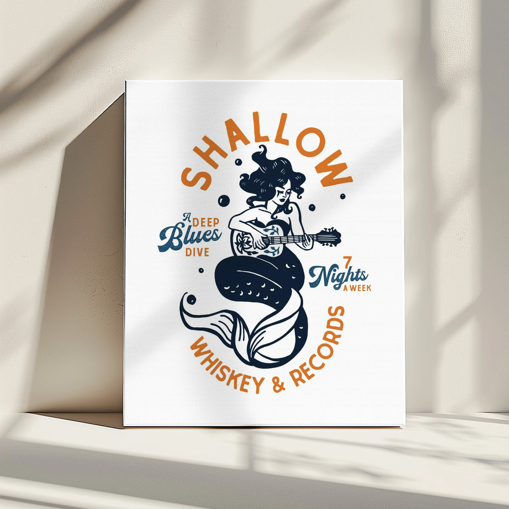 Shallow Whiskey & Records Dive Bar Musik Meerjungfrau | Leinwand