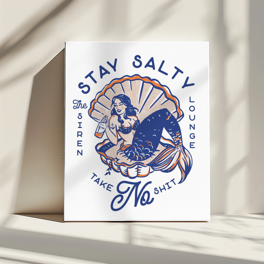 Stay Salty Siren Lounge Pin-Up Meerjungfrau | Leinwand