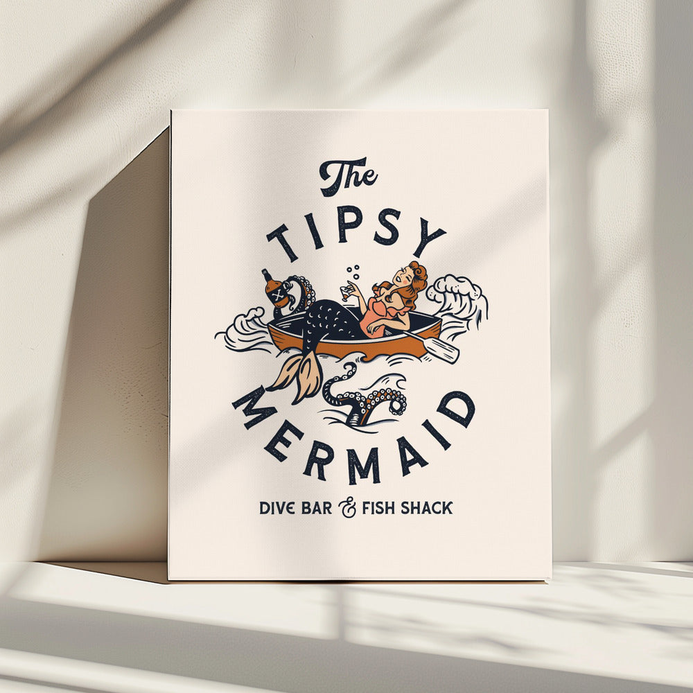 Tipsy Mermaid Dive Bar Meerjungfrau Kunst | Leinwand