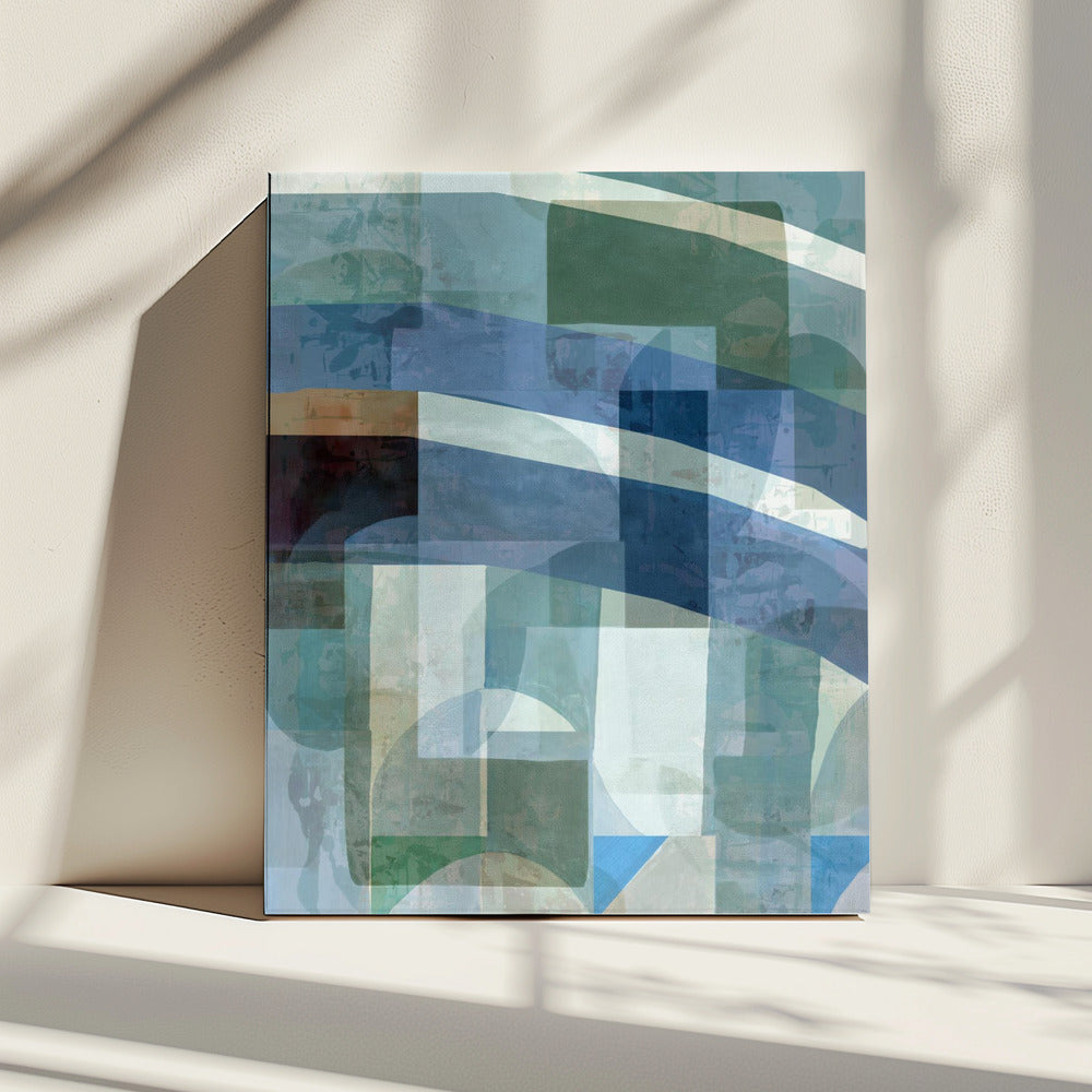 Abstrakte blaue und neutrale Formen 1 | Leinwand