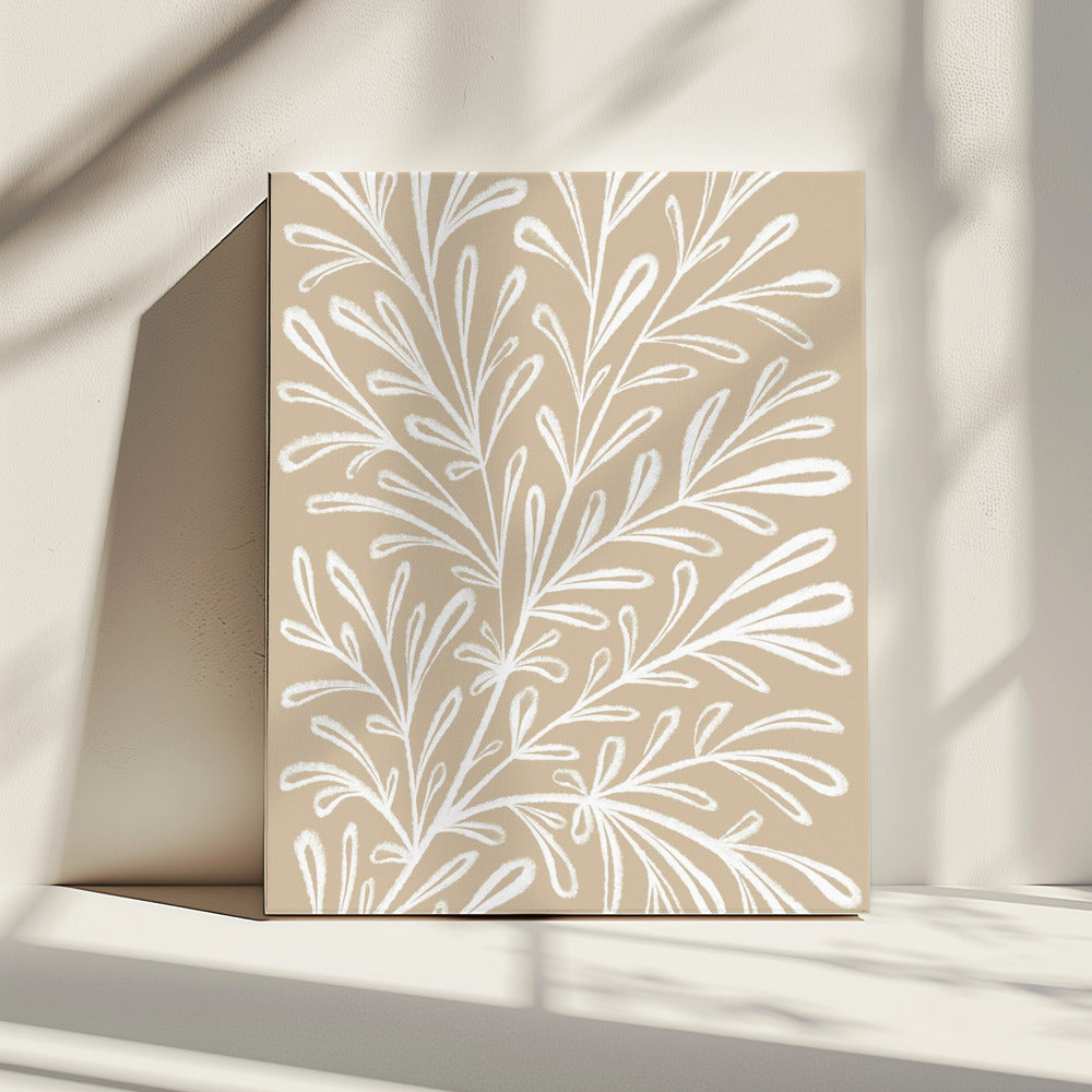 Beige Weiße Pflanze | Leinwand