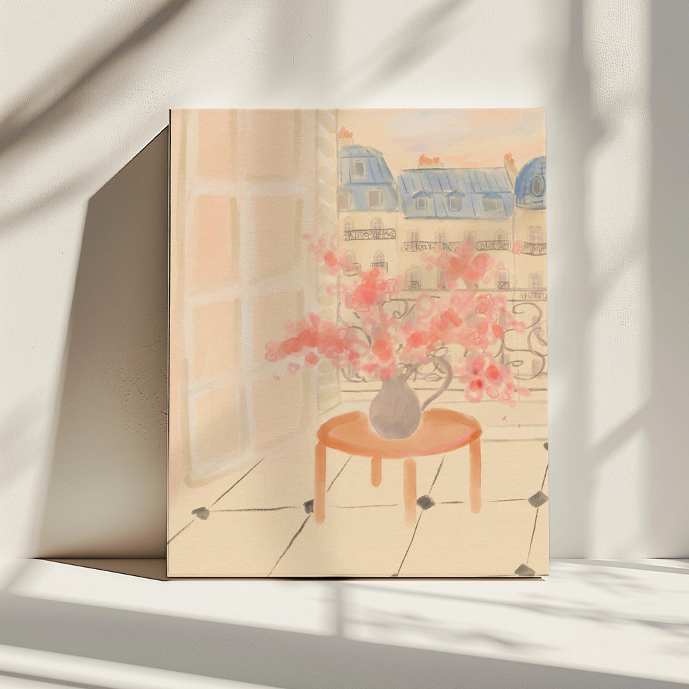 Kirschblüten in einer Pariser Wohnung | Leinwand