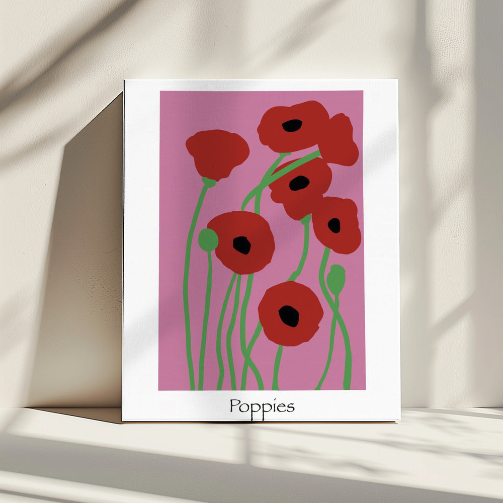 Mohnblumen rosa und rot | Leinwand