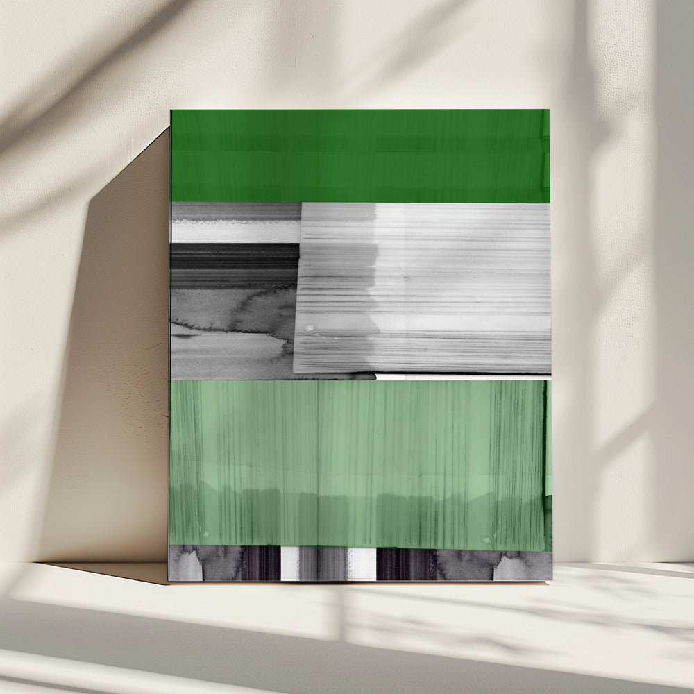 Abstrakt Schwarz Weiß Grün Grau 1 | Leinwand