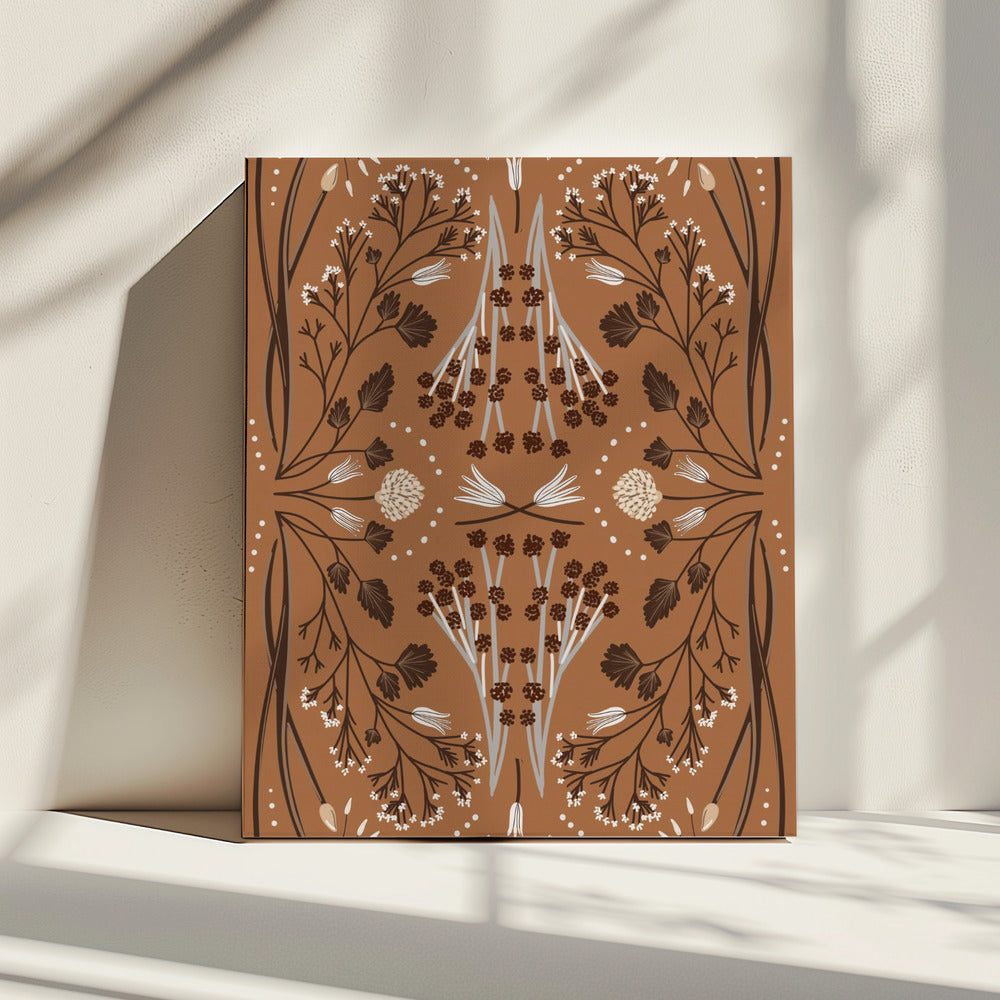 Folk Mirrored Botanicals - Erdtöne | Leinwand