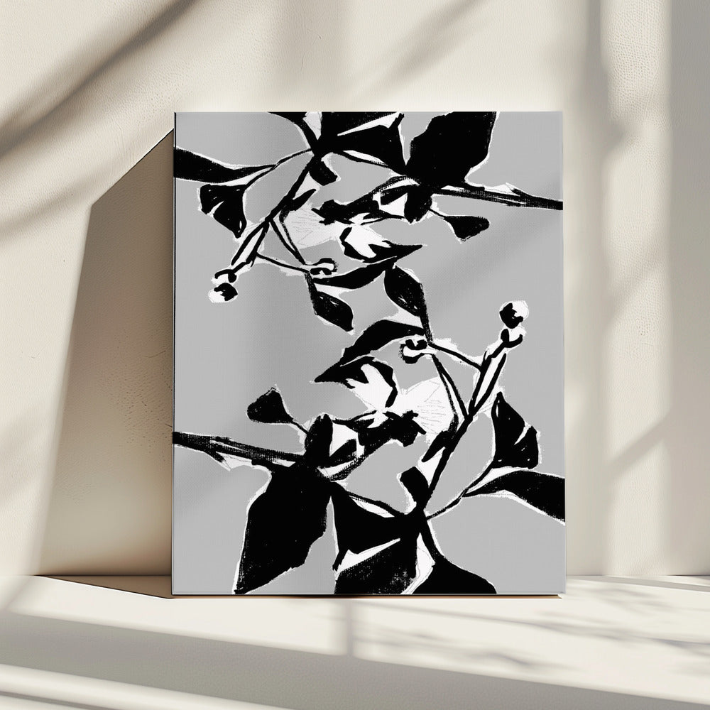 Schwarze Blumensilhouette 1 | Leinwand