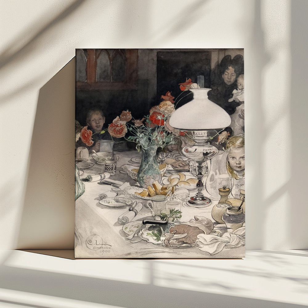 Um die Abendlampe (1900) | Leinwand