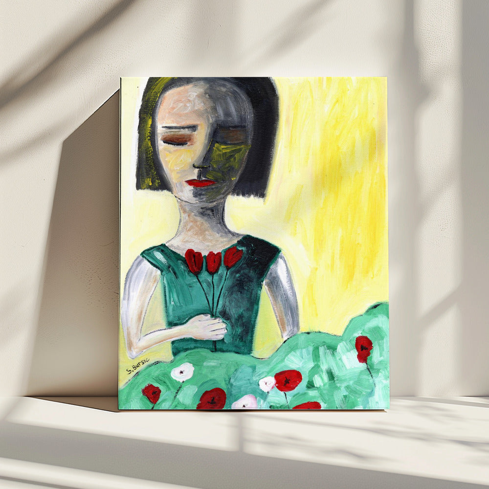 Dame im Garten | Leinwand