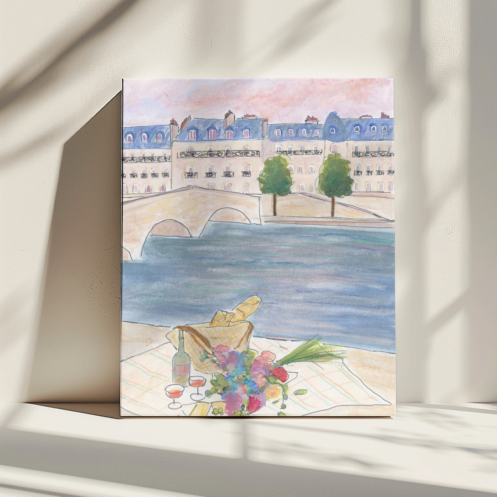 Pariser Picknick an der Seine | Leinwand