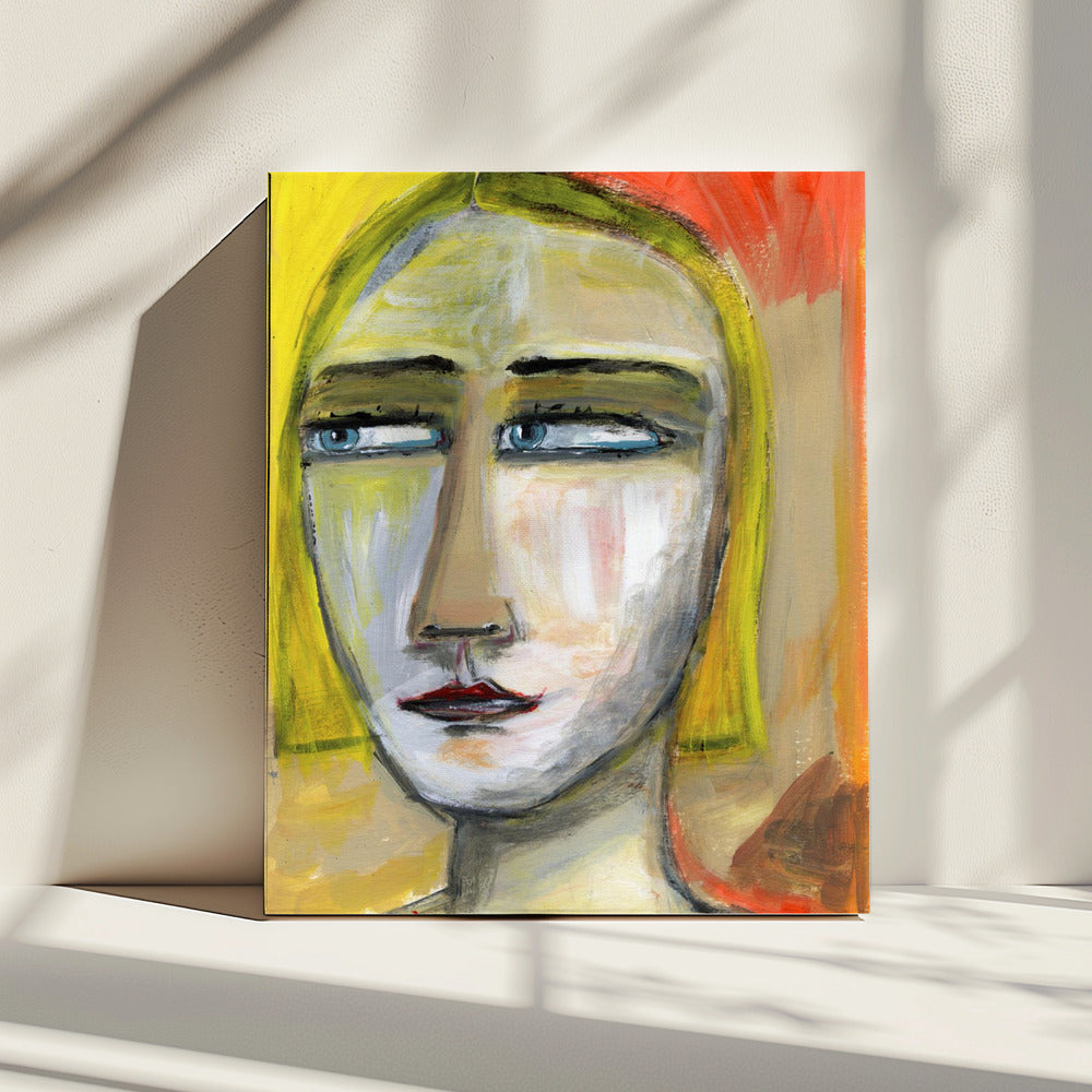 Dame mit zusammengekniffenen Augen | Leinwand