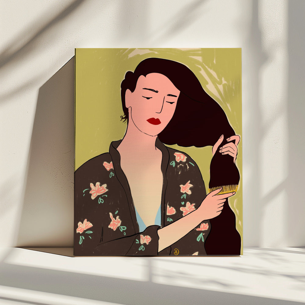 Frau mit langen Haaren | Leinwand
