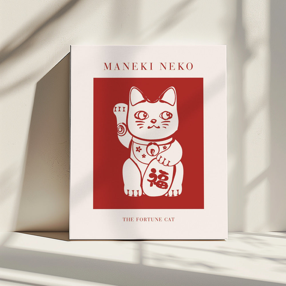 Maneki-Neko Katze Rot | Leinwand