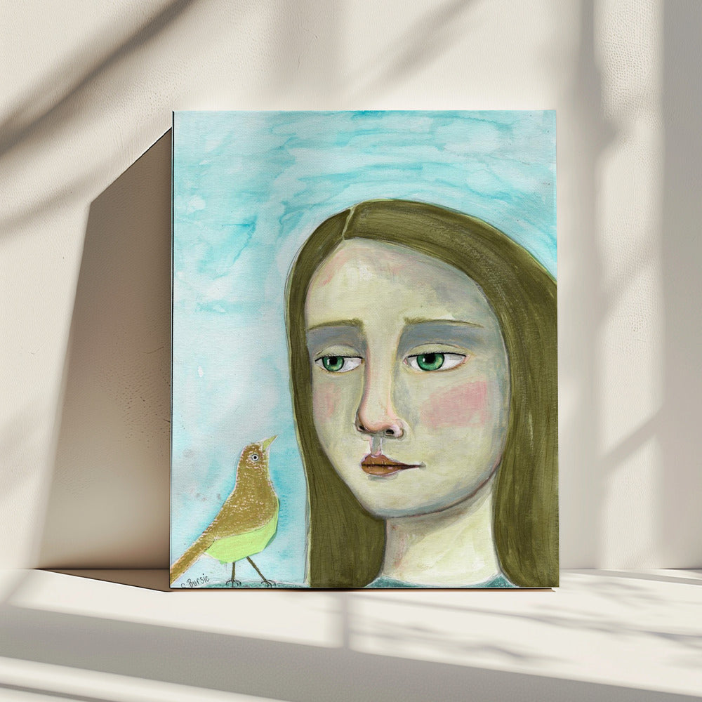 Dame und Vogel | Leinwand