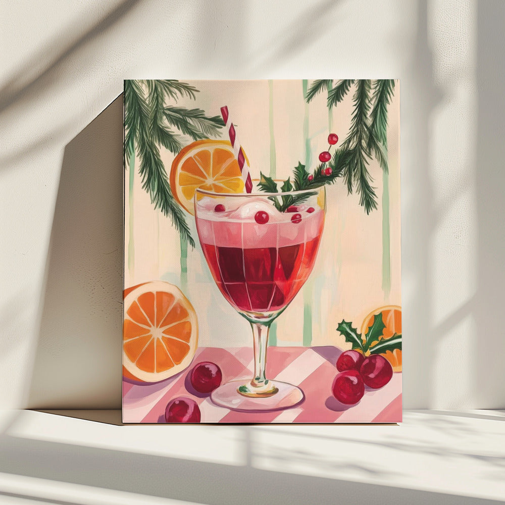 Weihnachtsroter Cocktail | Leinwand