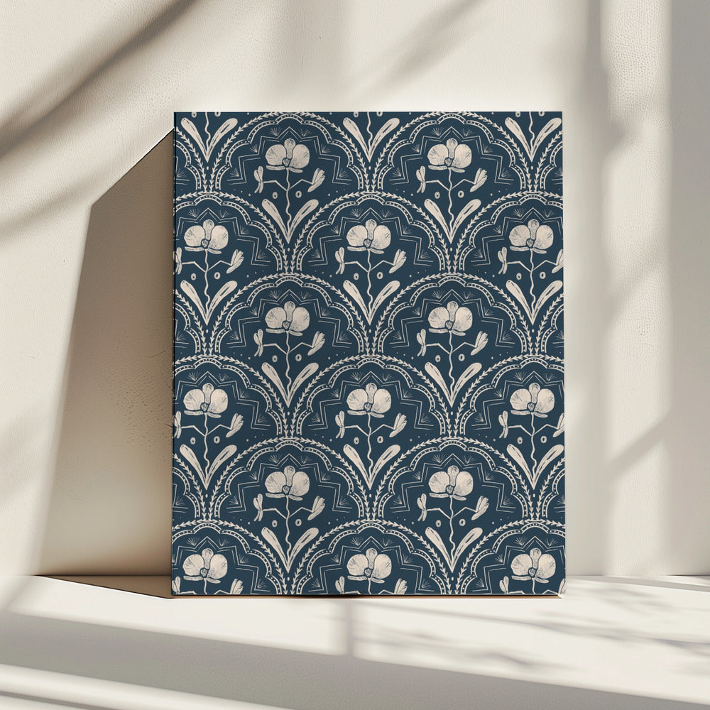 Boho Orchideenfliesen Muster | Leinwand