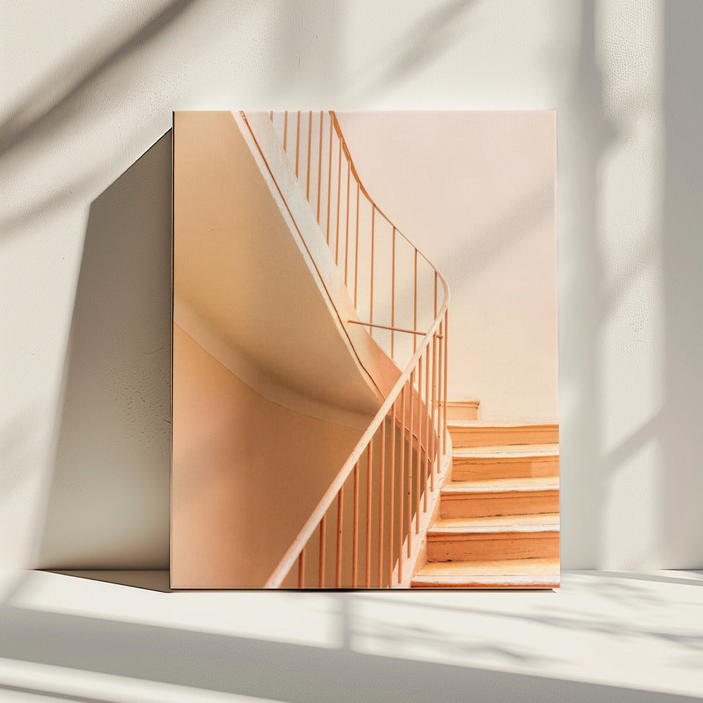 Orangefarbene Stufen | Architektonischer Minimalismus | Leinwand