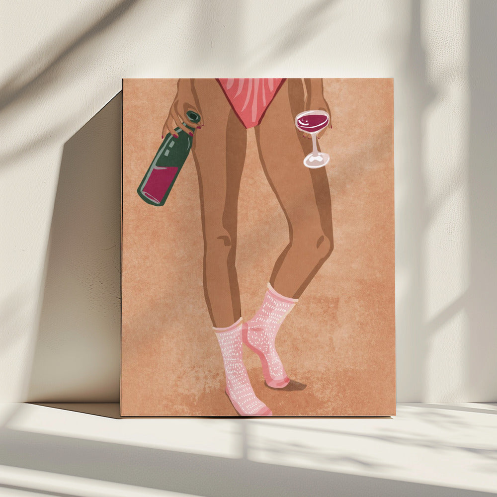 Wein und Socken | Leinwand