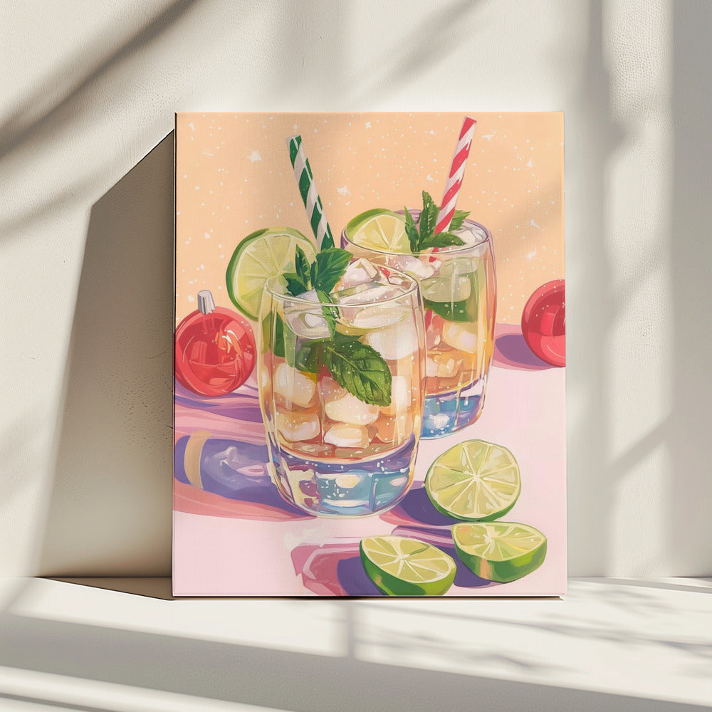 Mojito Sommercocktails mit Limette und Minze | Leinwand