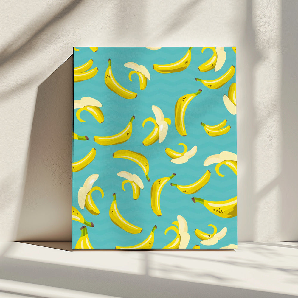 Verspieltes Muster aus gelben Bananen | Leinwand