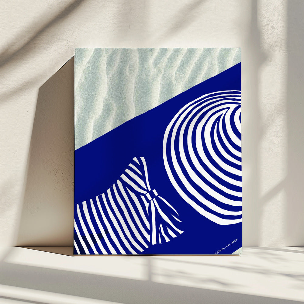 Strand-Wandkunst, Sonnenbaden am Mittelmeer, Kunstdruck | Leinwand
