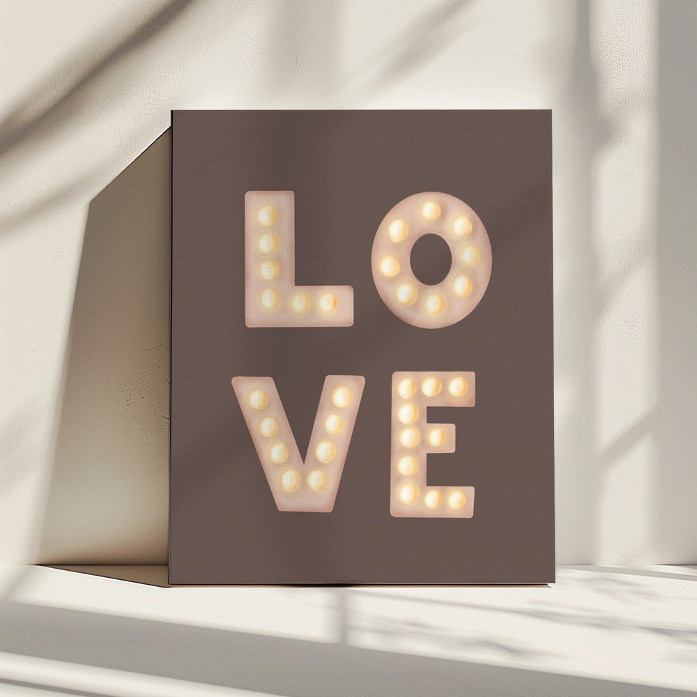 Love Leuchtbuchstaben Kaffeequarz | Leinwand
