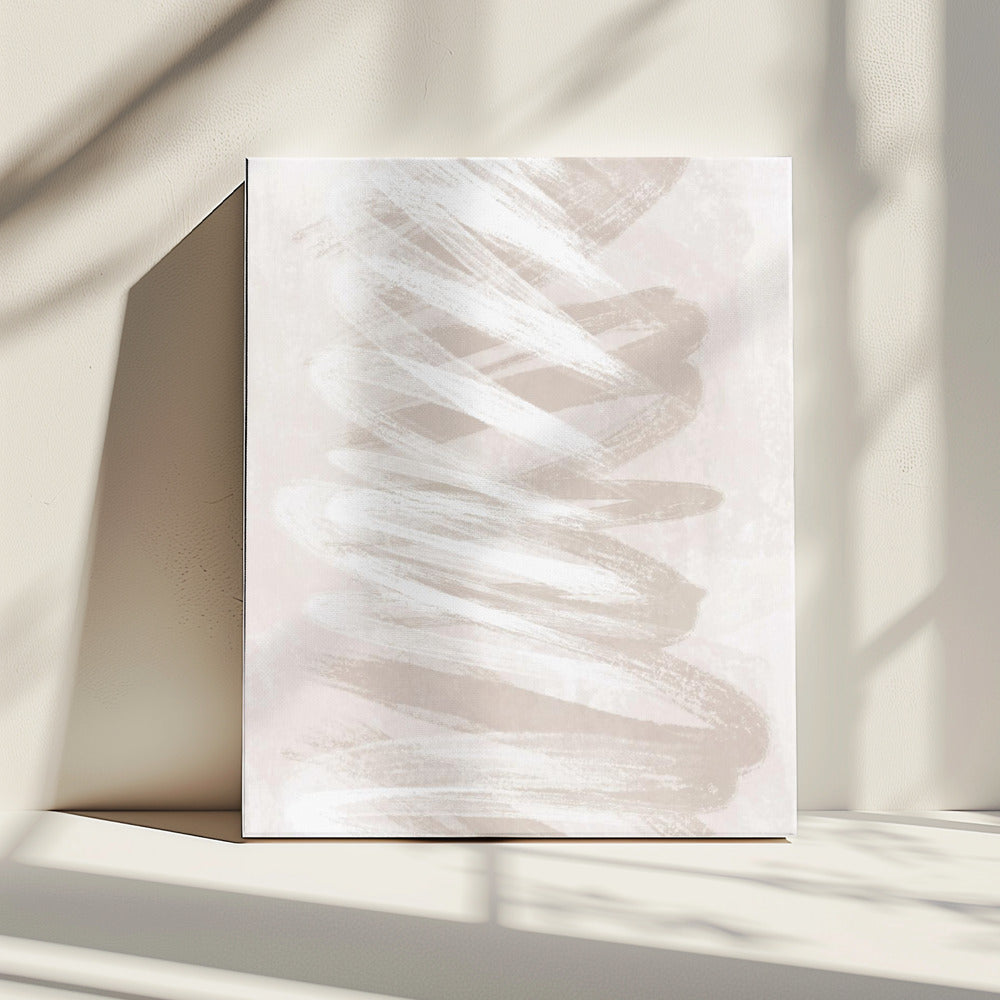 Abstrakte Kunst mit beigen Wellen | Leinwand
