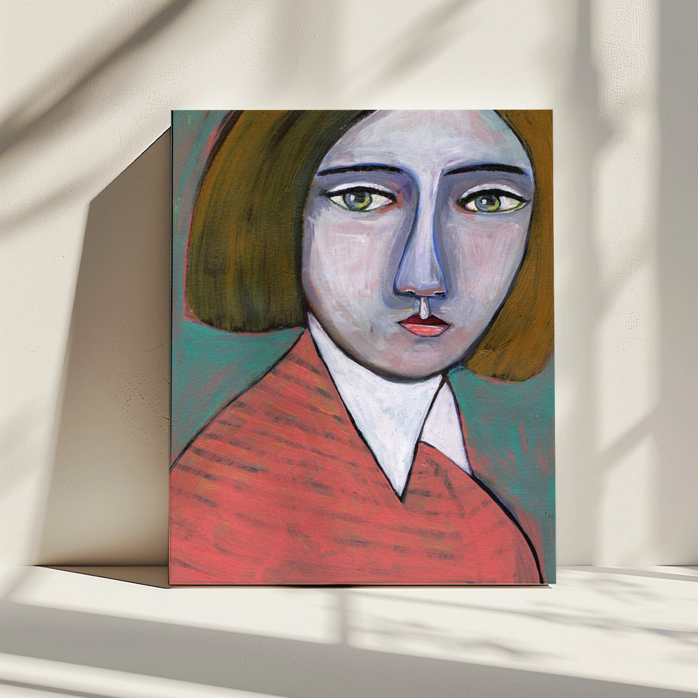 Lady in Melon Jumper | Canvas