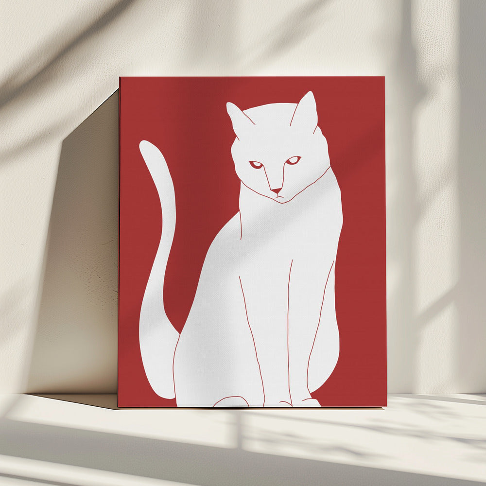 Weiße und rote Katze | Leinwand